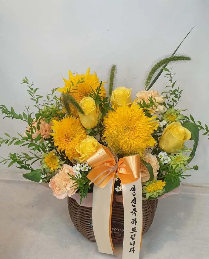실제 배송된 꽃바구니