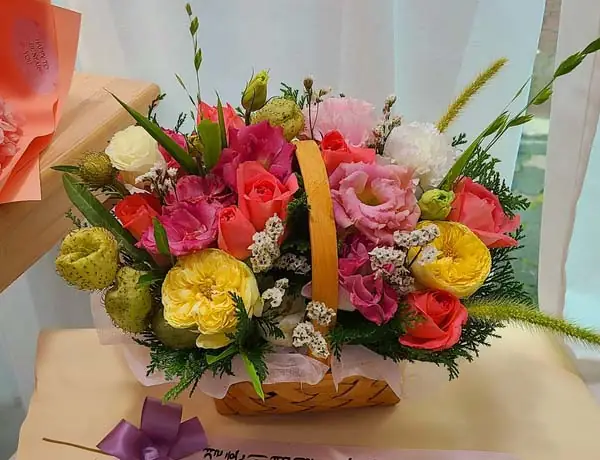실제 배송된 꽃바구니